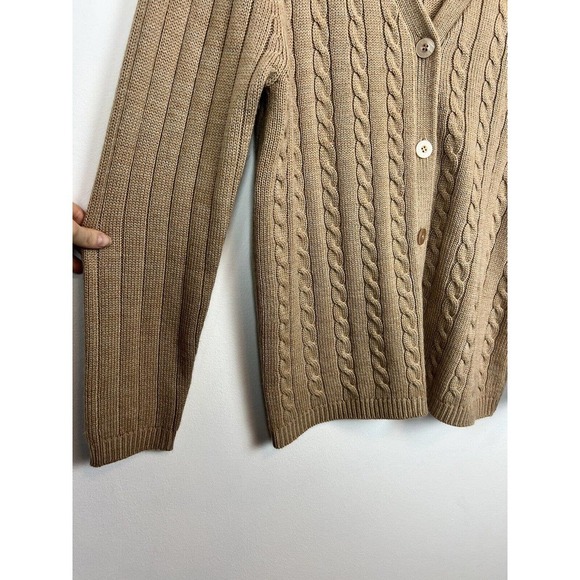 vtg Karen Scott Sport camel brown knit cardigan sz Md grandpacore - Picture 3 of 6